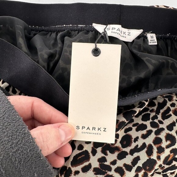 Leopard Print Sparkz Copenhagen Midi Skirt Elastic Waistband M Pleated Party - Picture 9 of 12